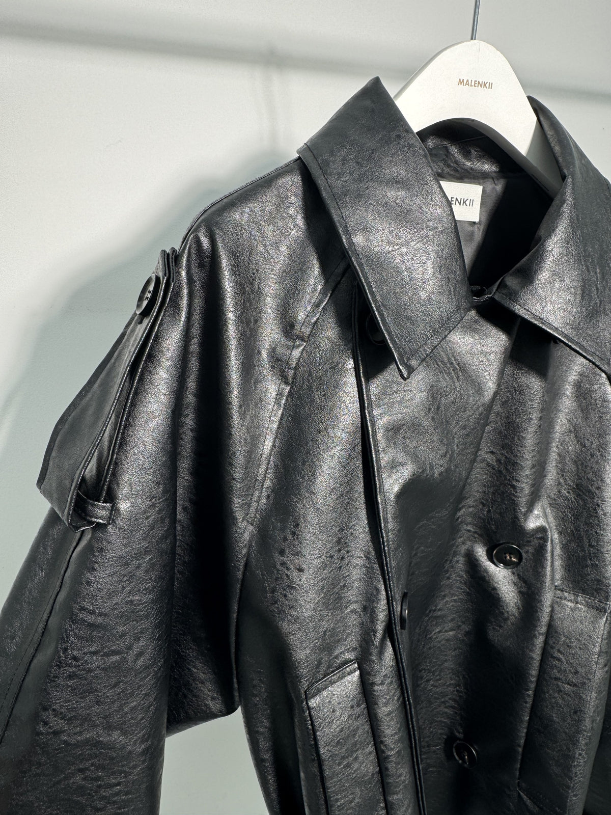 Mercy Faux Leather Short Trench Coat