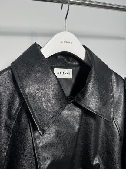 Mercy Faux Leather Short Trench Coat