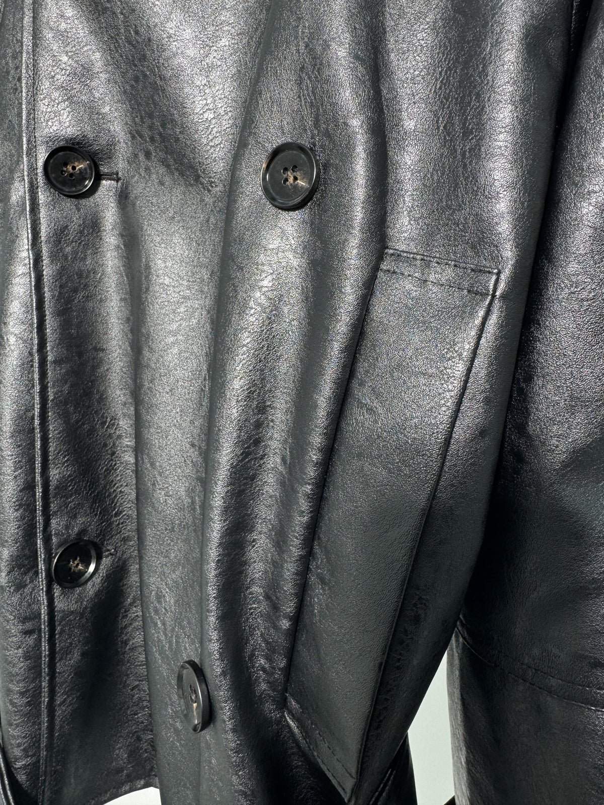Mercy Faux Leather Short Trench Coat