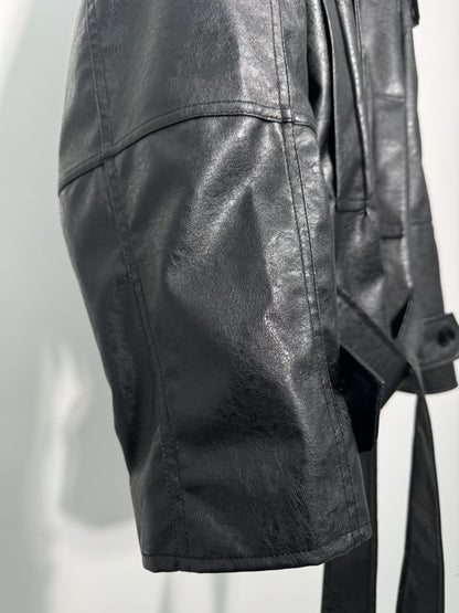 Mercy Faux Leather Short Trench Coat