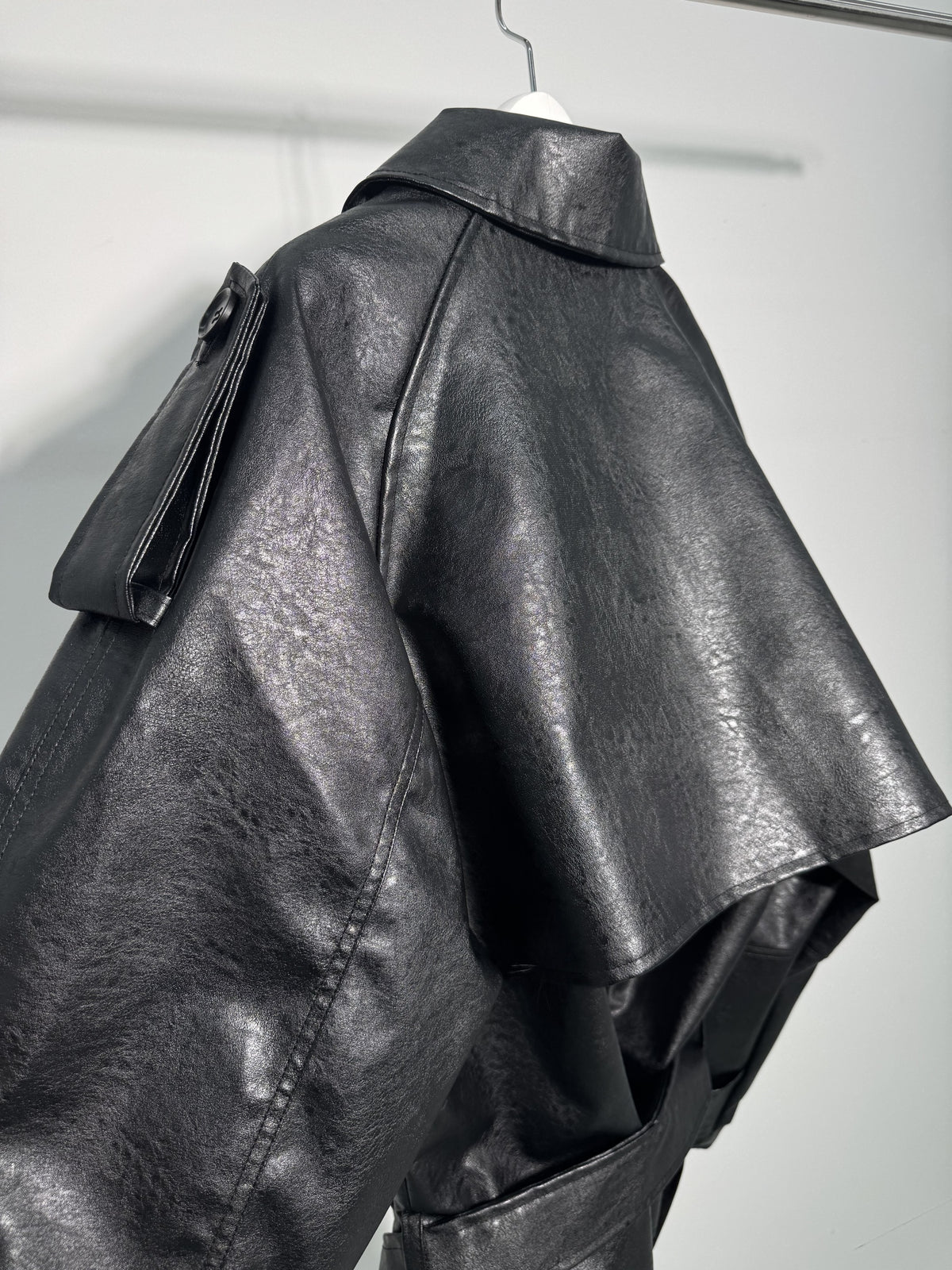 Mercy Faux Leather Short Trench Coat