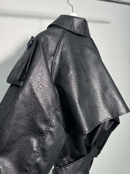 Mercy Faux Leather Short Trench Coat
