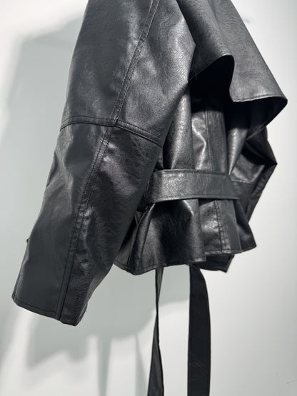 Mercy Faux Leather Short Trench Coat