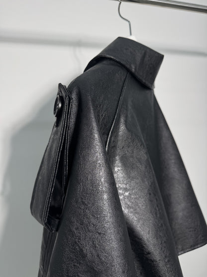 Mercy Faux Leather Short Trench Coat