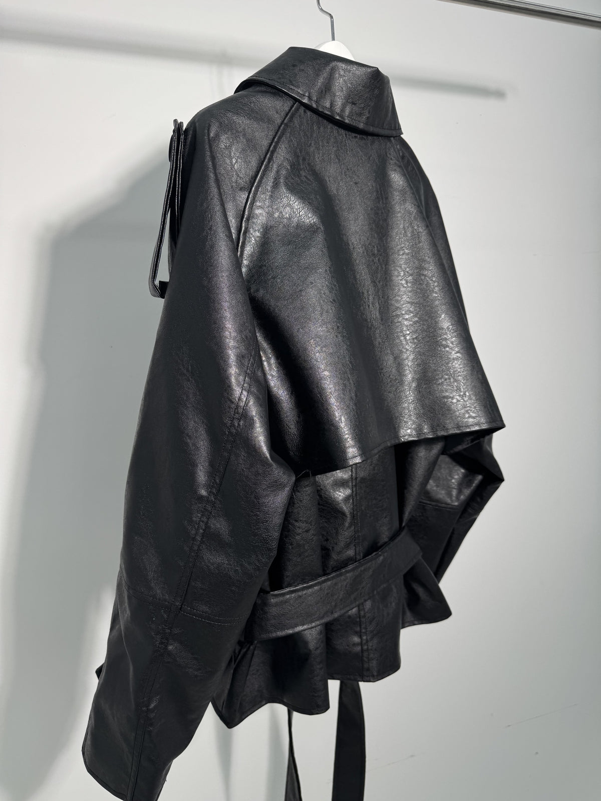 Mercy Faux Leather Short Trench Coat