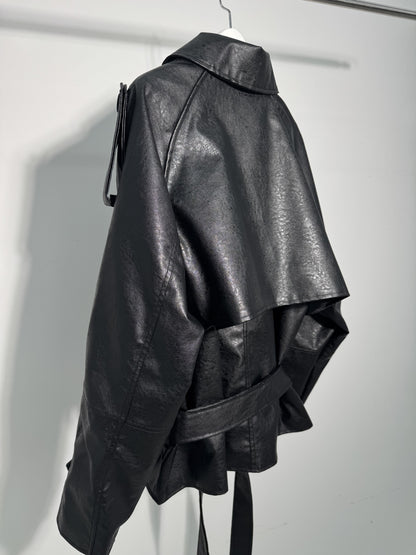 Mercy Faux Leather Short Trench Coat