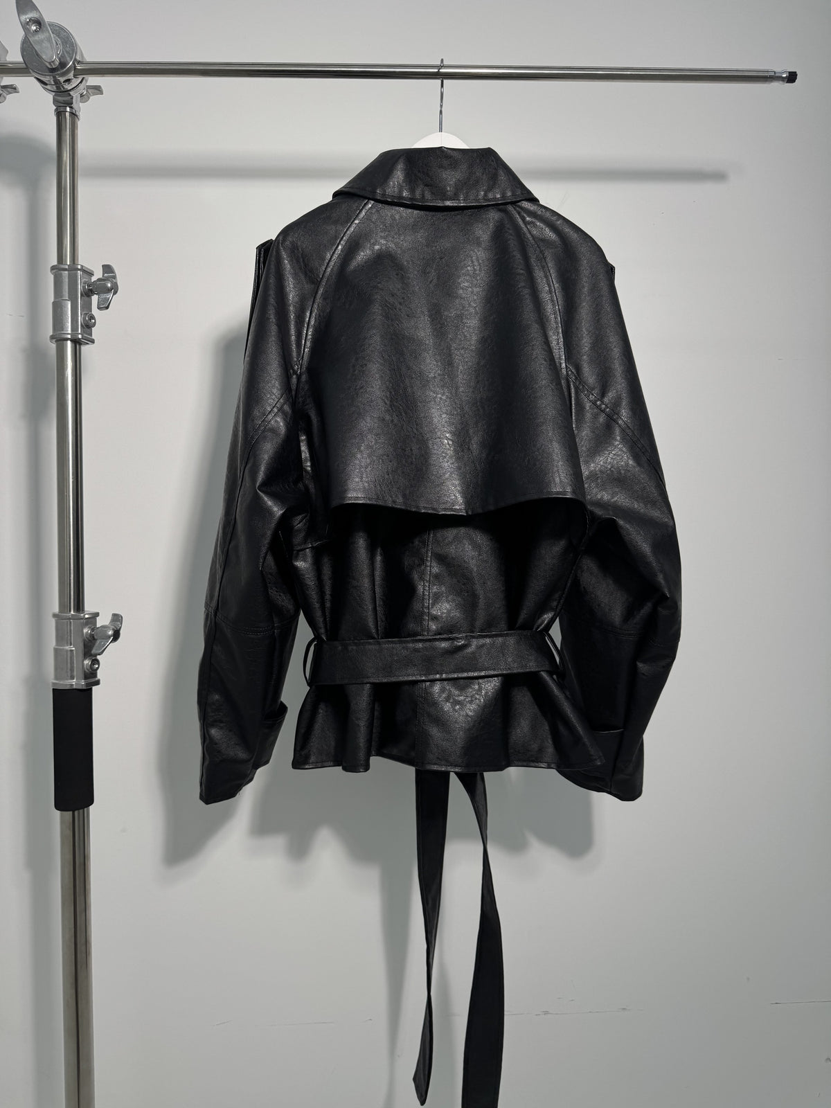 Mercy Faux Leather Short Trench Coat