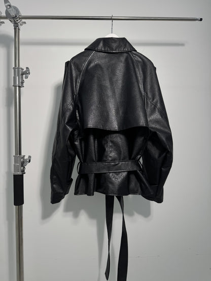 Mercy Faux Leather Short Trench Coat