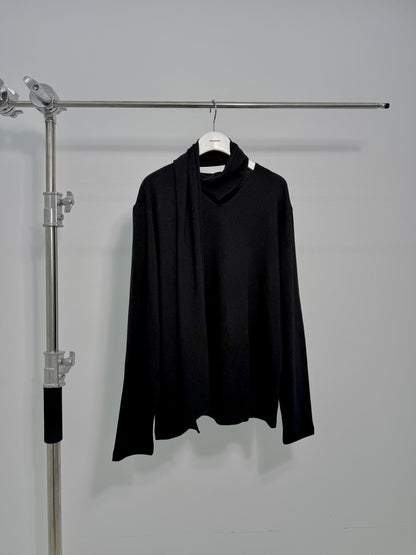Scarf Neck Cutout Long Sleeve Top