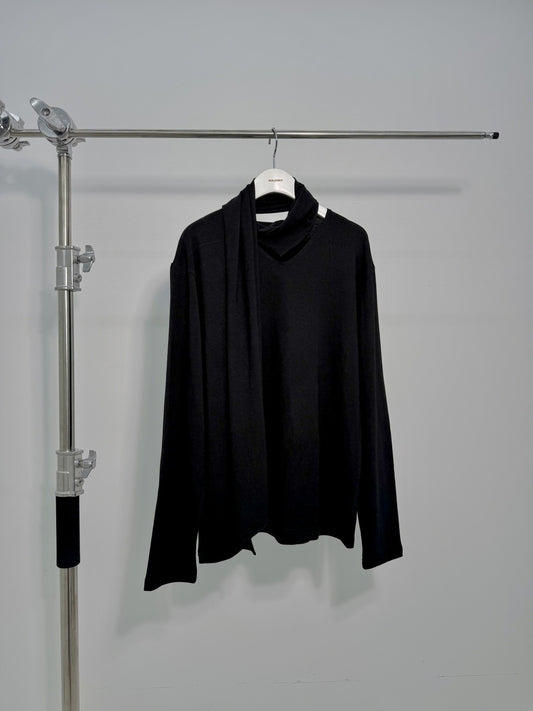 Scarf Neck Cutout Long Sleeve Top