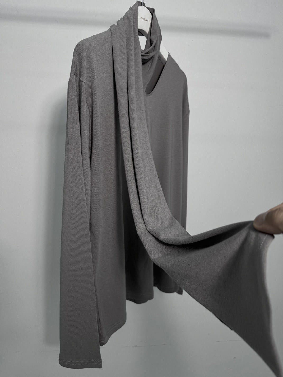 Scarf Neck Cutout Long Sleeve Top