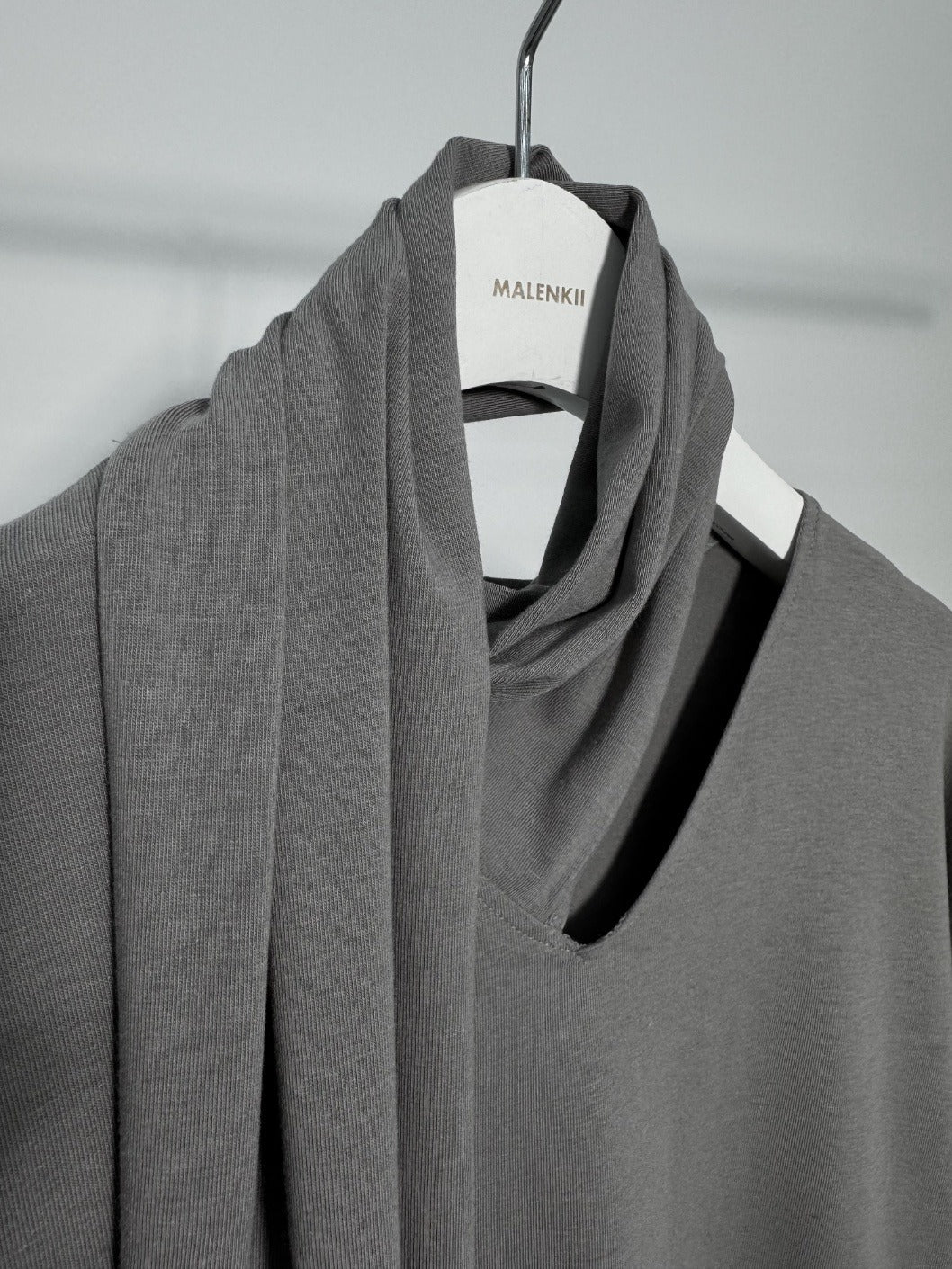 Scarf Neck Cutout Long Sleeve Top