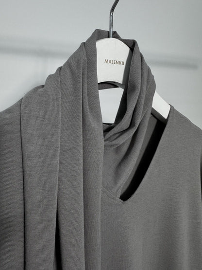 Scarf Neck Cutout Long Sleeve Top