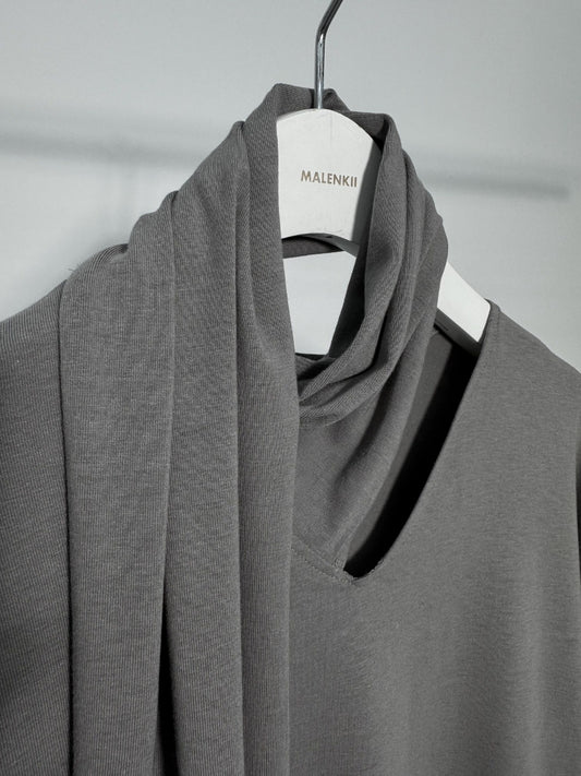 Scarf Neck Cutout Long Sleeve Top