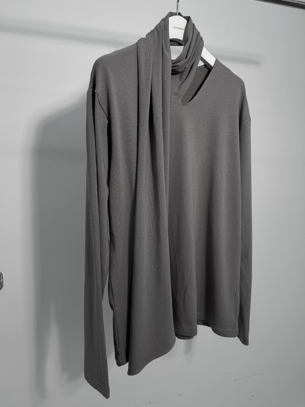 Scarf Neck Cutout Long Sleeve Top