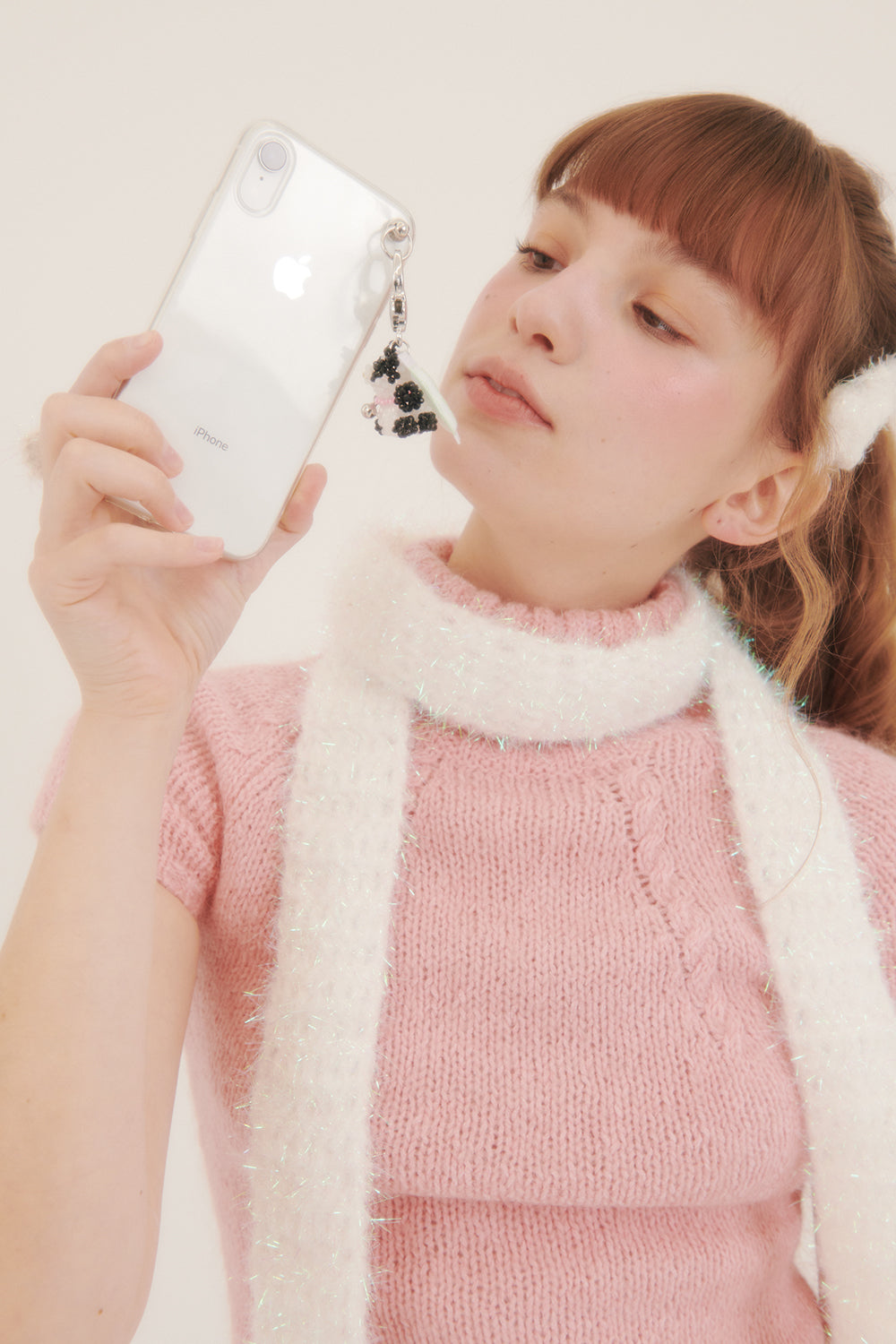 Spotted Cat Key Ring -Black