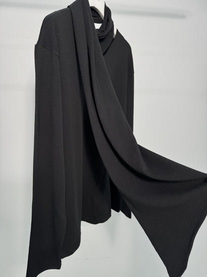 Scarf Neck Cutout Long Sleeve Top