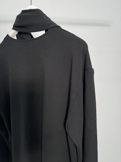 Scarf Neck Cutout Long Sleeve Top