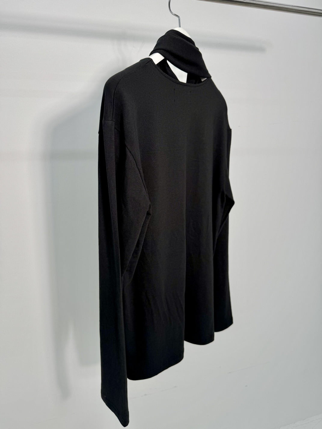 Scarf Neck Cutout Long Sleeve Top