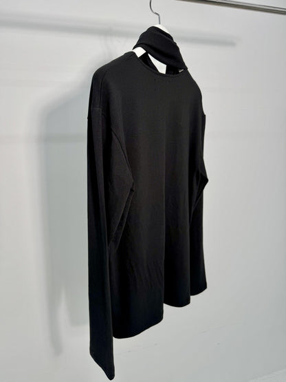 Scarf Neck Cutout Long Sleeve Top