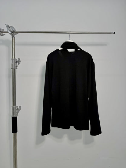 Scarf Neck Cutout Long Sleeve Top