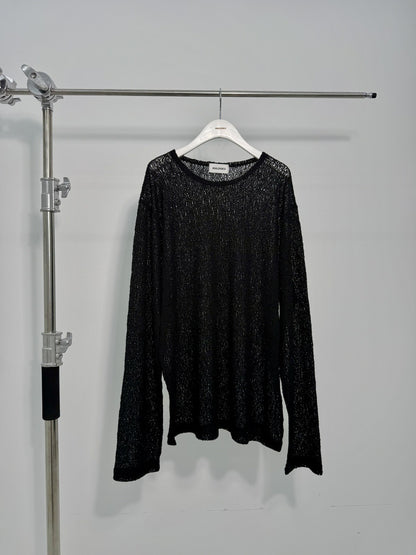 Open Weave Loose Knit Long Sleeve Top