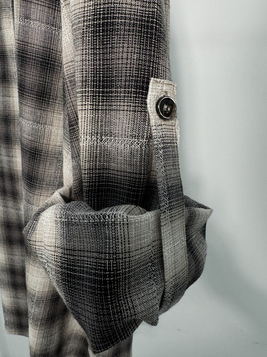 Ombre Check Roll-Up Sleeve Shirt