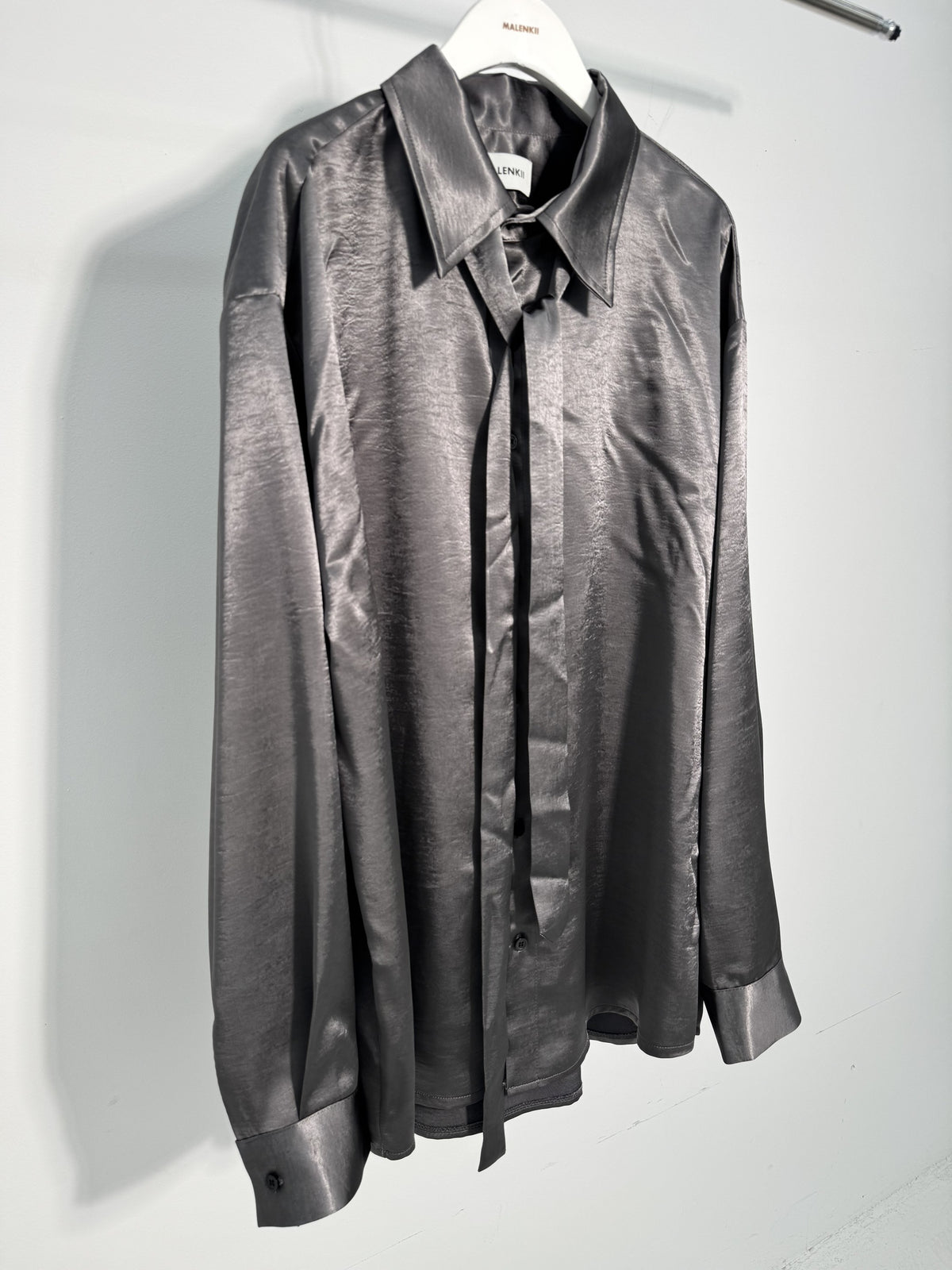 Glossy Satin Tie Shirt