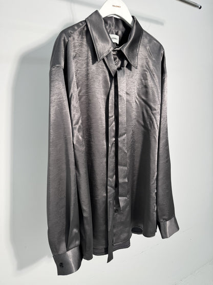 Glossy Satin Tie Shirt