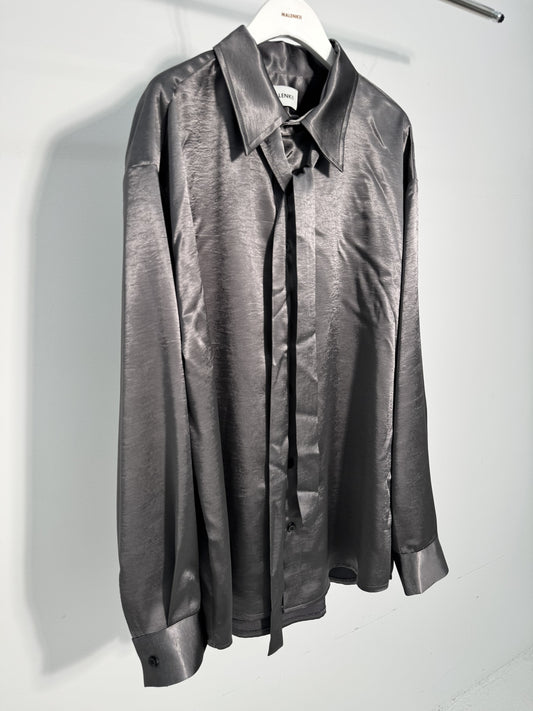 Glossy Satin Tie Shirt