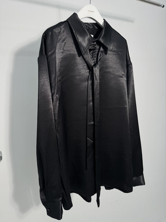 Glossy Satin Tie Shirt