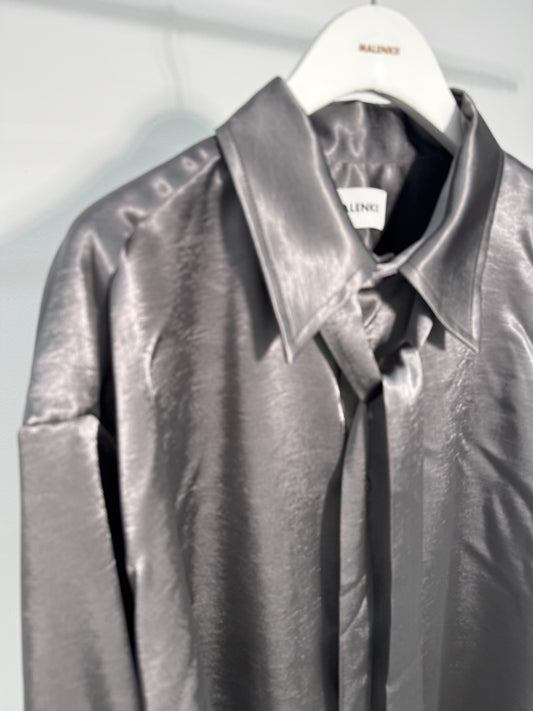 Glossy Satin Tie Shirt