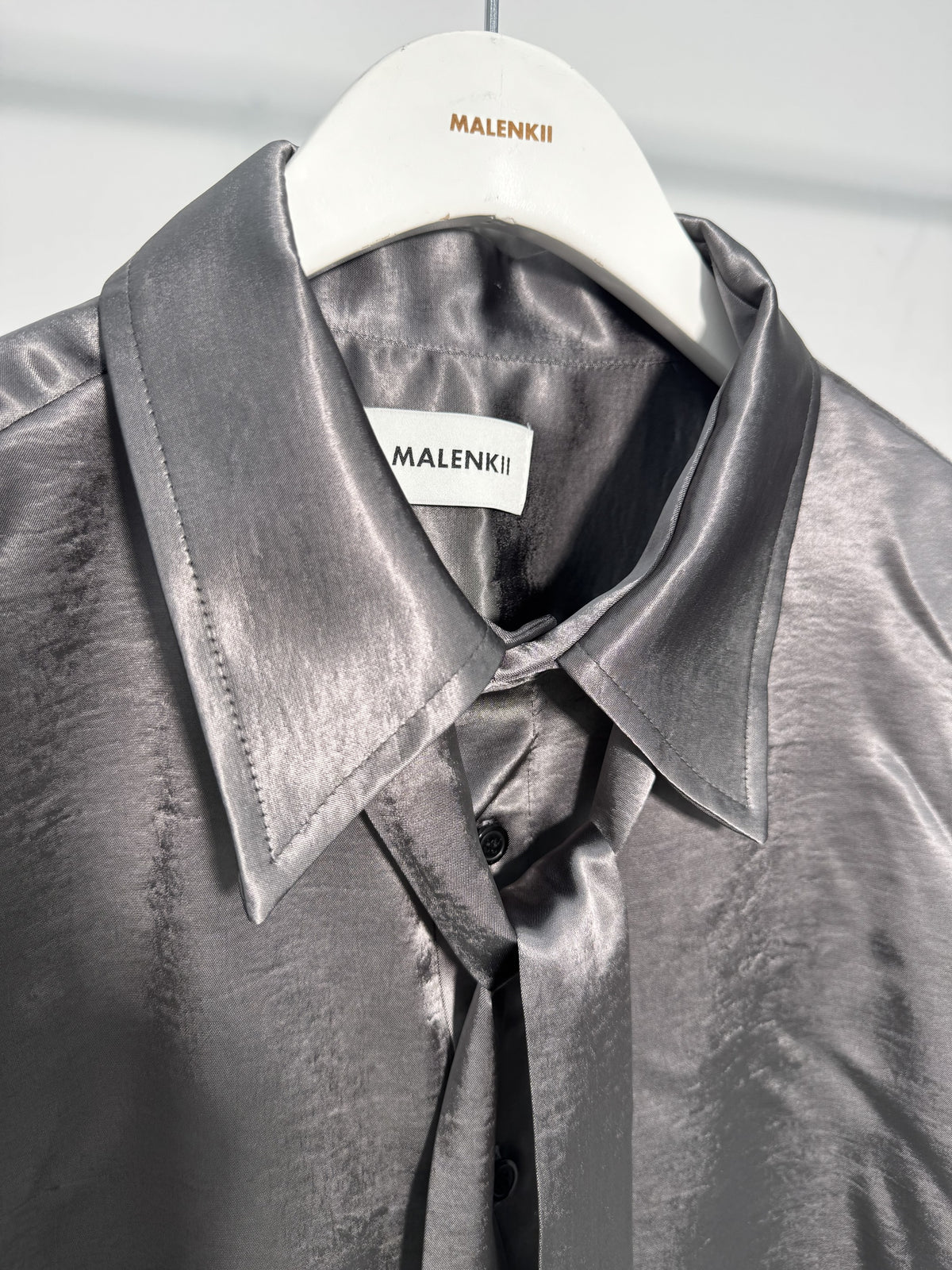 Glossy Satin Tie Shirt