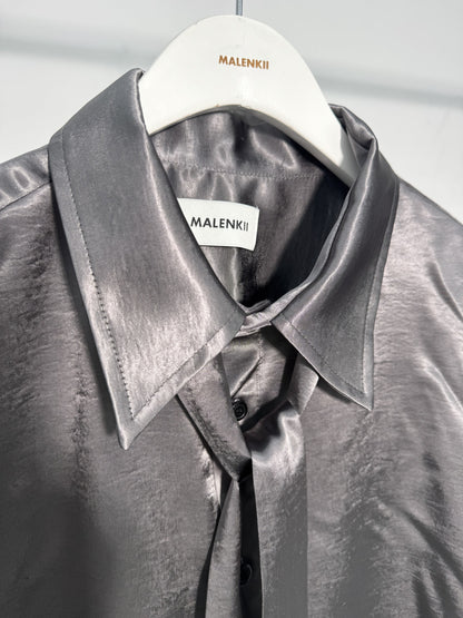Glossy Satin Tie Shirt