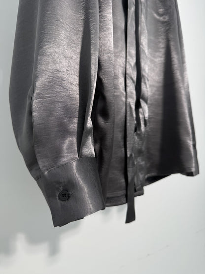 Glossy Satin Tie Shirt