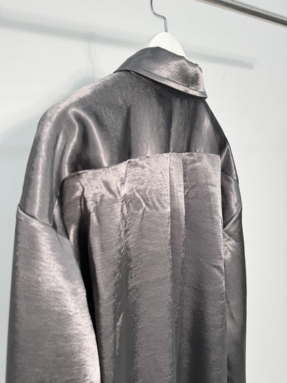 Glossy Satin Tie Shirt