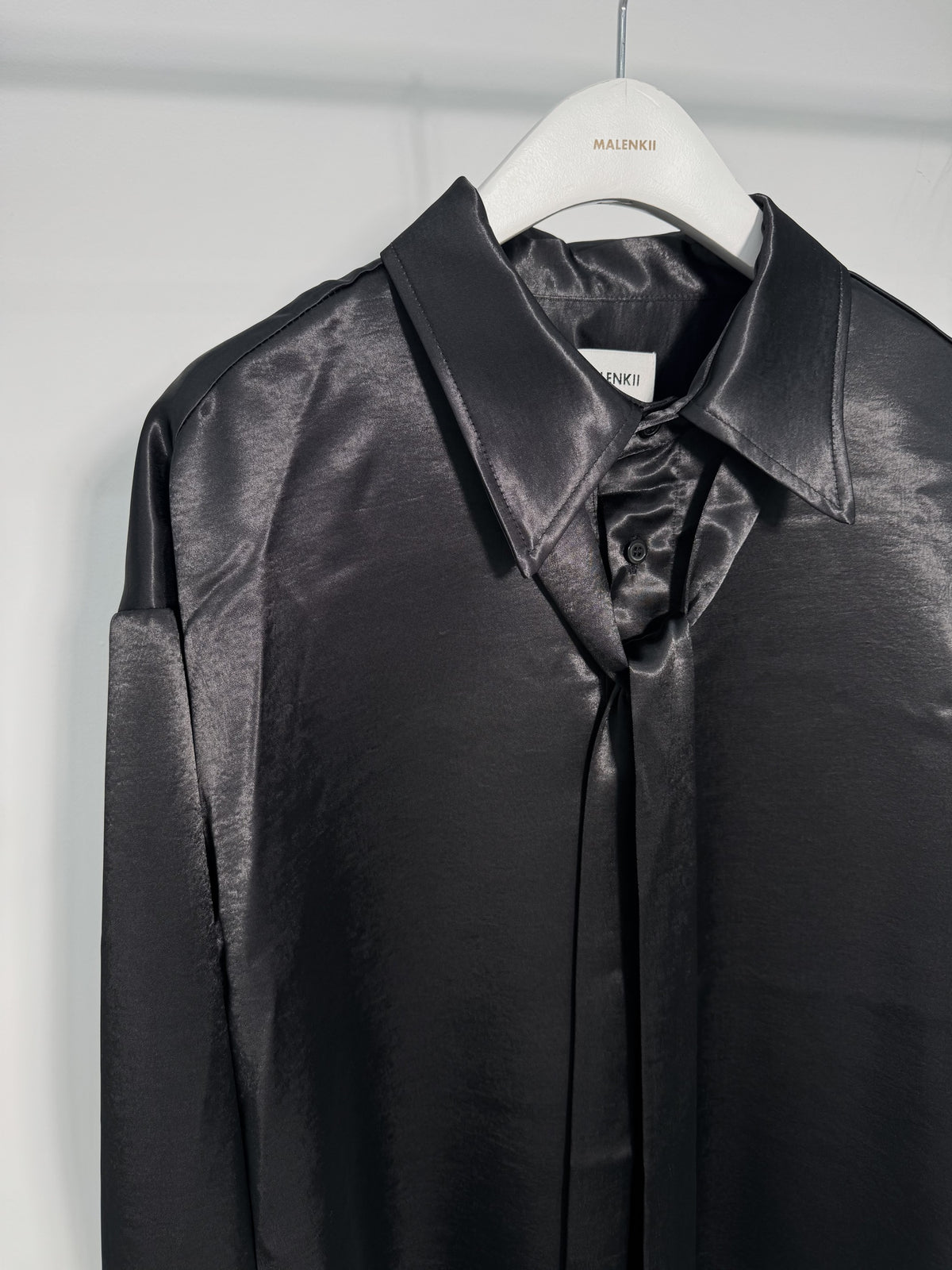 Glossy Satin Tie Shirt