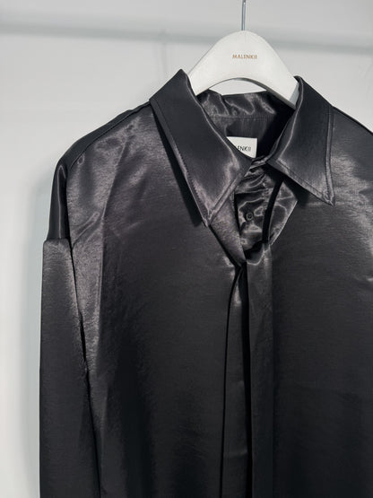 Glossy Satin Tie Shirt