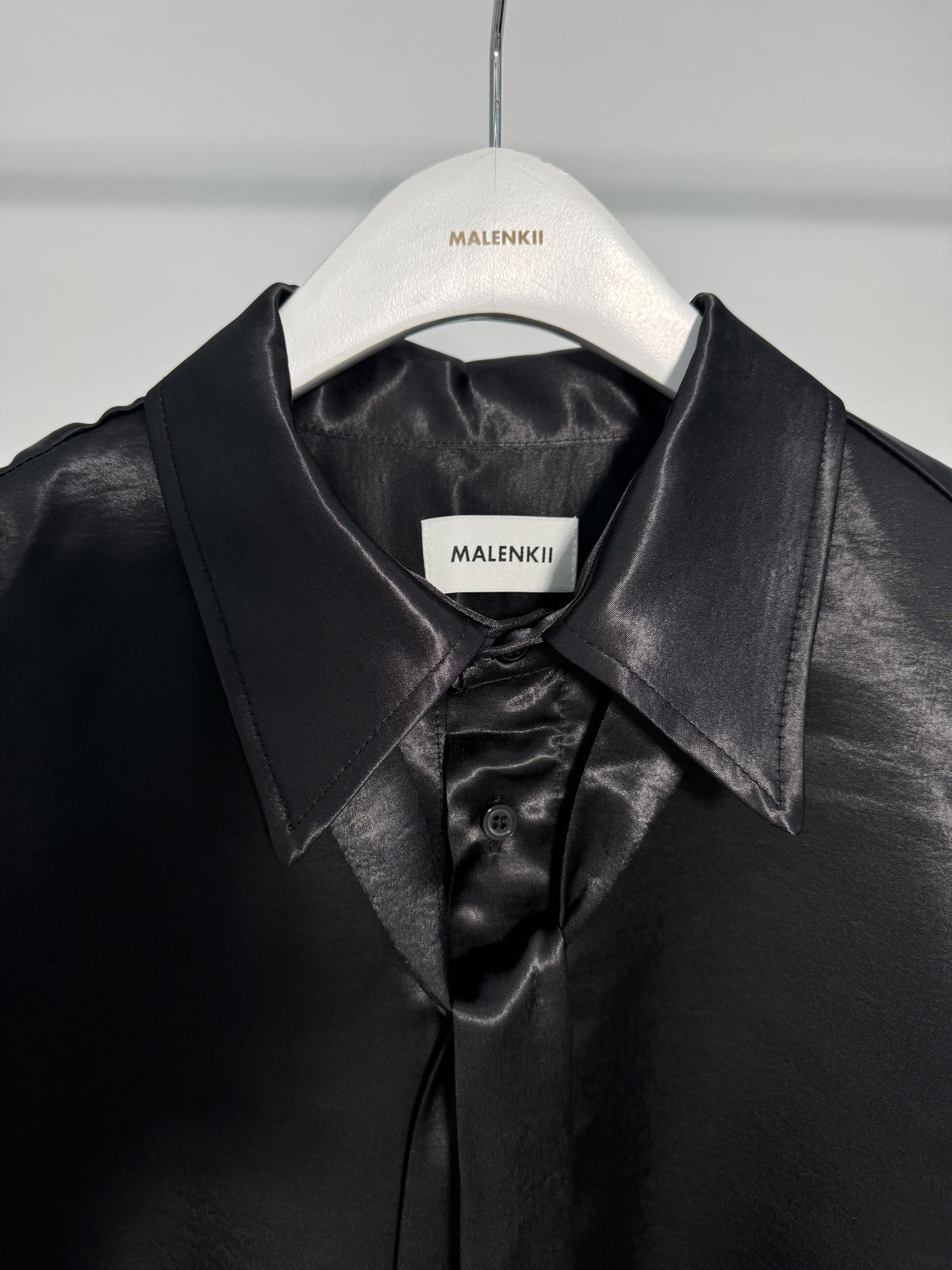 Glossy Satin Tie Shirt