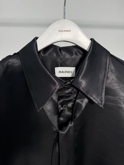 Glossy Satin Tie Shirt