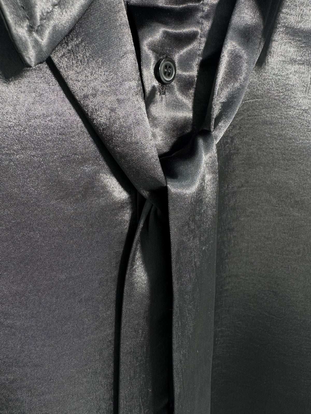 Glossy Satin Tie Shirt