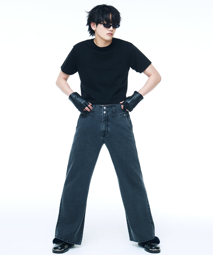 【C Wear シーウエア】MEN'S CROP T-SHIRT BLACK