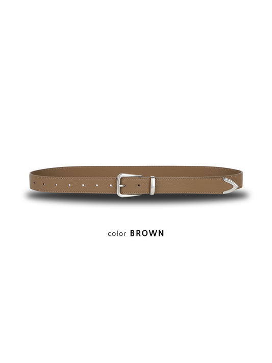Pebbled Tip Belt BROWN detail