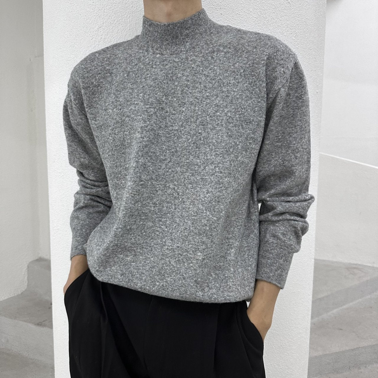 Wool Yono Half Polo OATMEAL 1