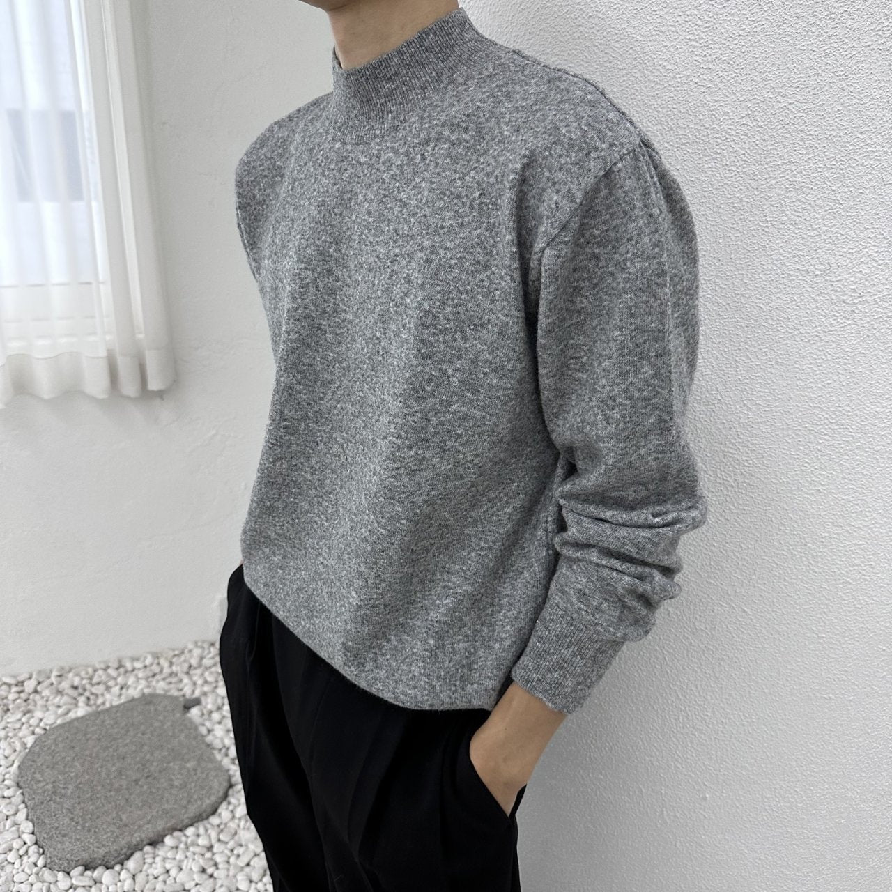 Wool Yono Half Polo OATMEAL 2