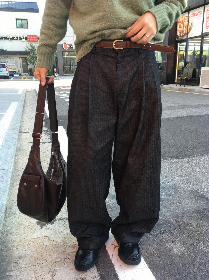 Herringbone Wide-Leg Trousers