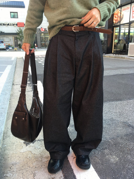 Herringbone Wide-Leg Trousers