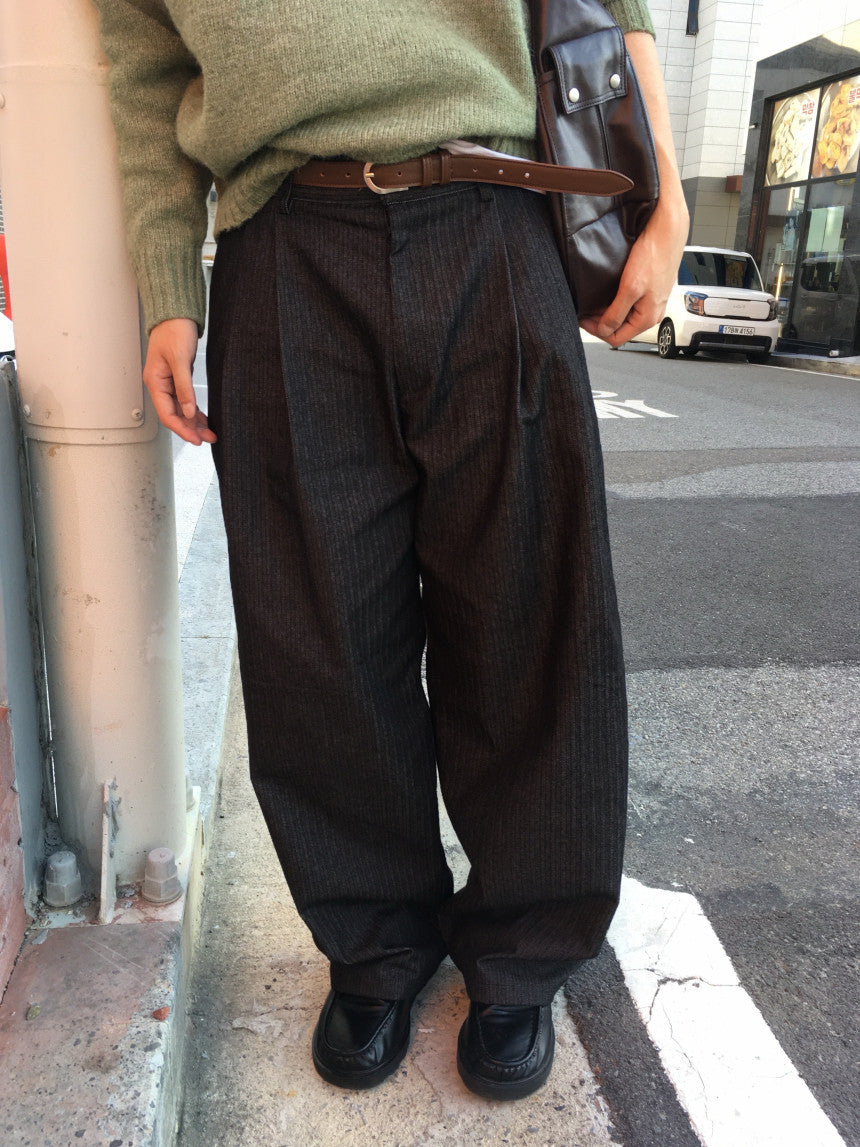 Herringbone Wide-Leg Trousers
