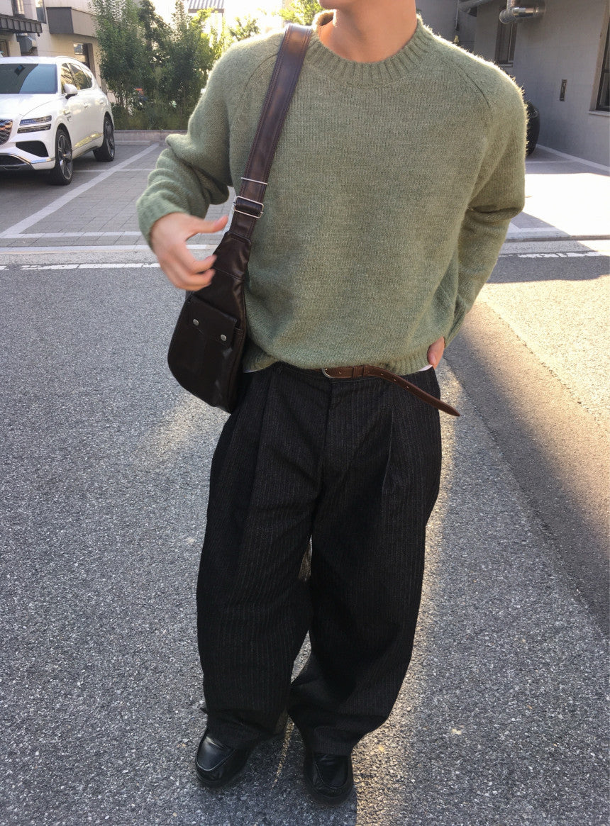 Herringbone Wide-Leg Trousers