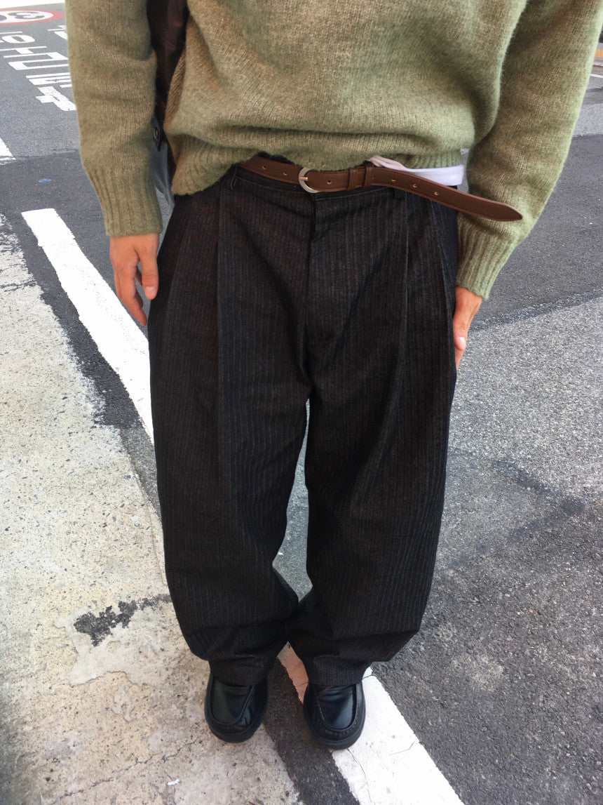 Herringbone Wide-Leg Trousers